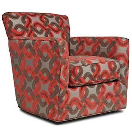 Casual Accent Swivel Chair with Tapered Arms